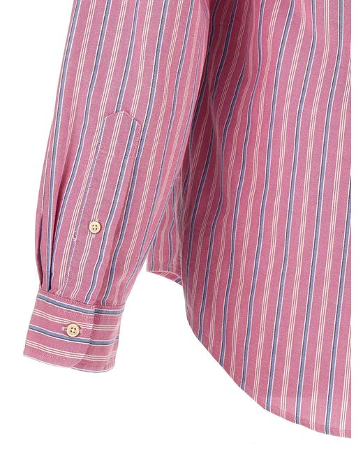 Polo Ralph Lauren Pink Cotton Shirt With Striped Pattern And Logo for men