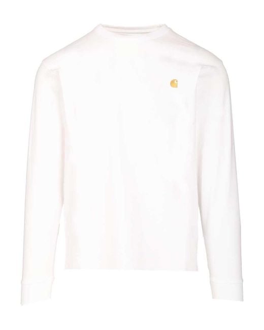 Carhartt White Long-Sleeved Cotton T-Shirt for men