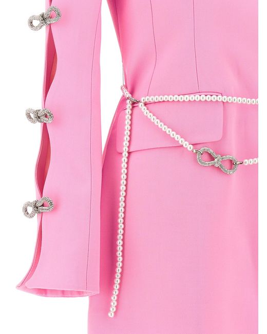 Mach & Mach Pink Bow And Pearl Blazer Dress