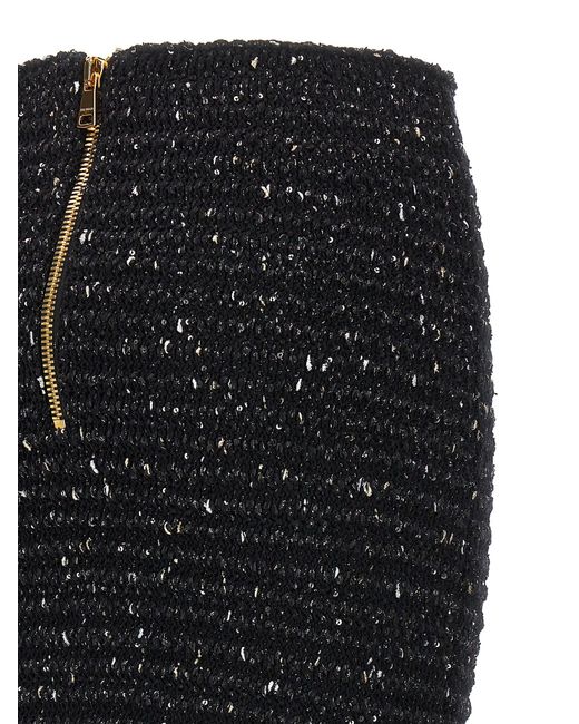 Tweed Skirt Gonne Nero di Balmain in Black