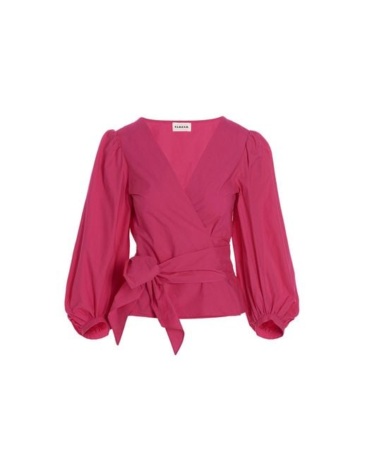 P.A.R.O.S.H. Pink Front Crossover Blouse