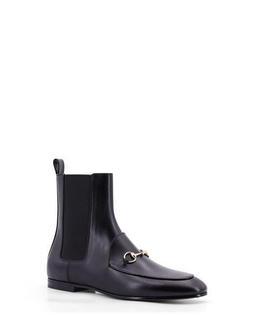 Gucci Blue Jordaan Leather Ankle Boots
