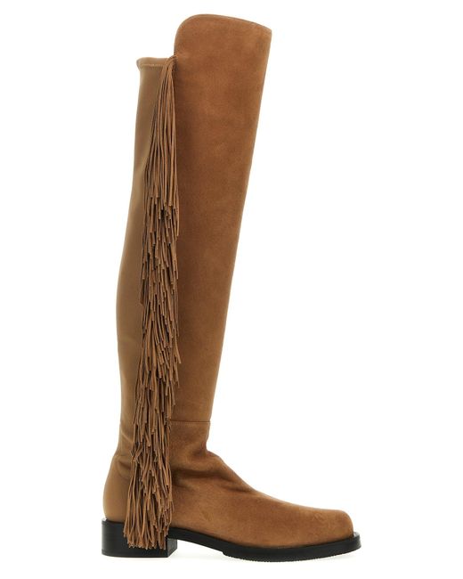 Stuart Weitzman Brown 5050 Bold Fringe Boots, Ankle Boots