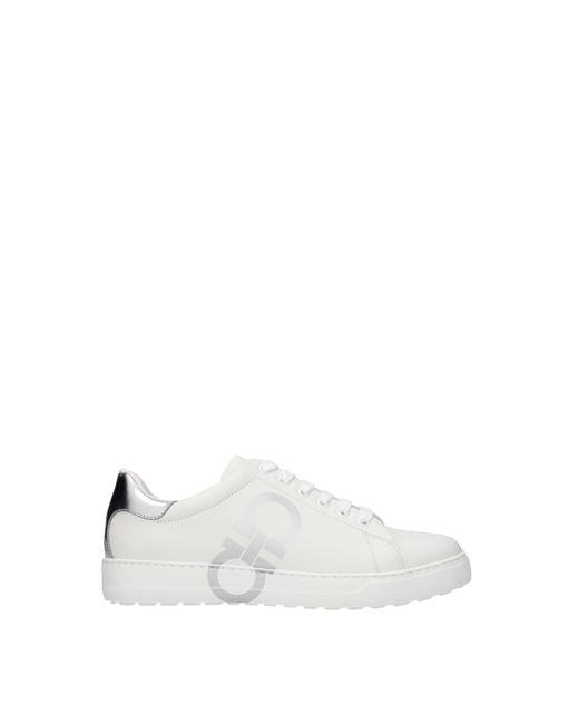 Ferragamo Sneakers Number Leather White Silver