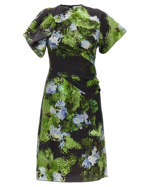 Floral Printed Dress Abiti Multicolor di Victoria Beckham in Green