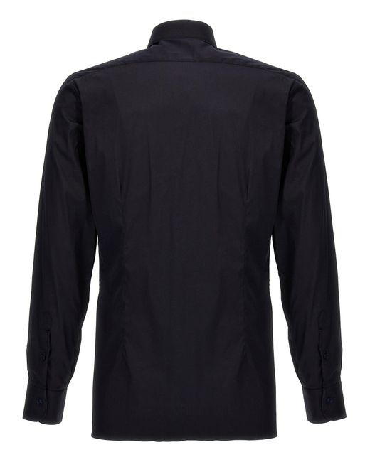 Barba Napoli Blue Stretch Poplin Shirt Shirt, Blouse for men