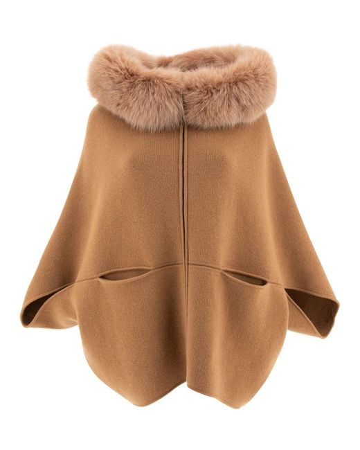 Giovi Brown Wool And Cashmere Poncho