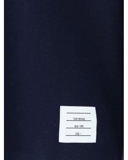 Thom Browne Blue Long Sleeve Tee W/ 4 Bar Stripe In Milan for men