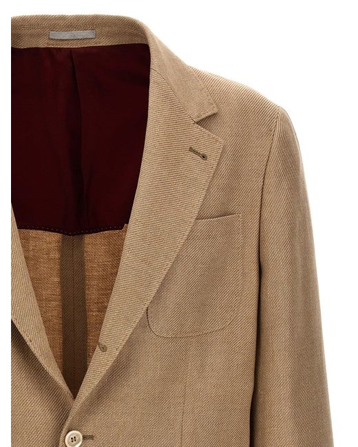 Brunello Cucinelli Brown Unlined Single-breasted Blazer Jackets for men