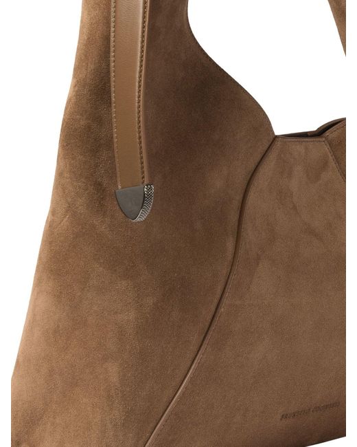 Brunello Cucinelli Brown Sueded Calfskin Hobo Bag