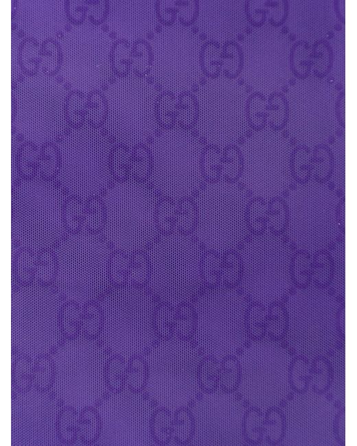 Gucci Purple Nylon Tights With All-Over Gg Motif