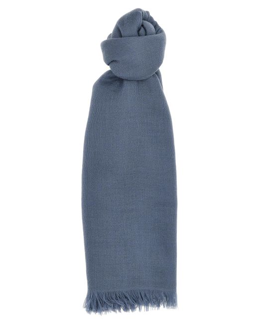 Silk Cashmere Scarf Sciarpe Celeste-Donna di Brunello Cucinelli in Blue