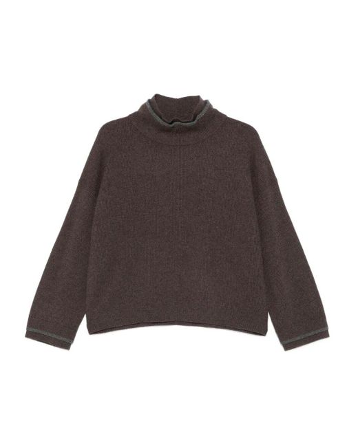 Pullover A Collo Alto-Donna di Brunello Cucinelli in Brown