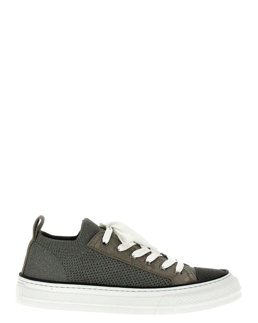 Lurex Knit Sneakers Silver di Brunello Cucinelli in White