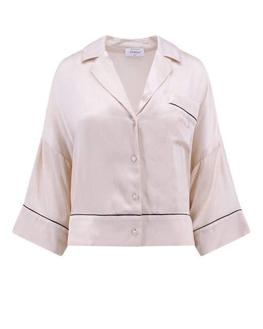 Camicia pigiama in viscosa con stampa logo. Capsule collection in esclusiva x Nugnes di Off-White c/o Virgil Abloh in Pink
