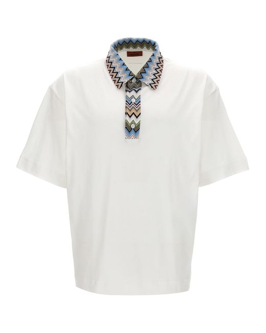 Missoni White Zigzag Collar Shirt Polo for men