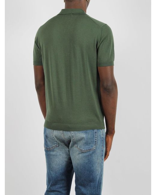 Drumohr Green Buttonless Cotton Polo Shirt for men
