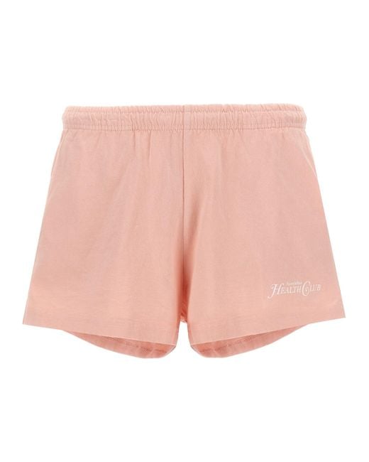 Sporty & Rich Pink Logo Print Shorts Bermuda, Short