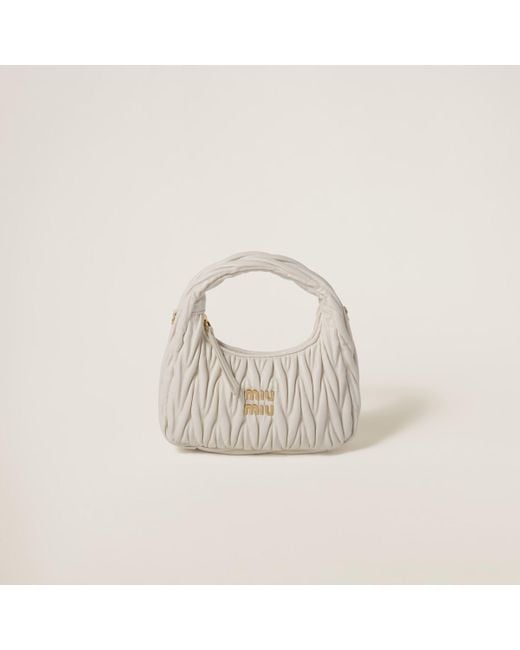 Miu Miu White Wander Matelassé Nappa Leather Hobo Bag