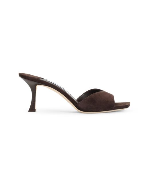 Jimmy Choo Brown Skye 70 Suede Mules