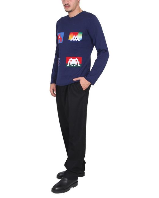 Comme Des Garcon Shirt Blue Wool Jersey for men
