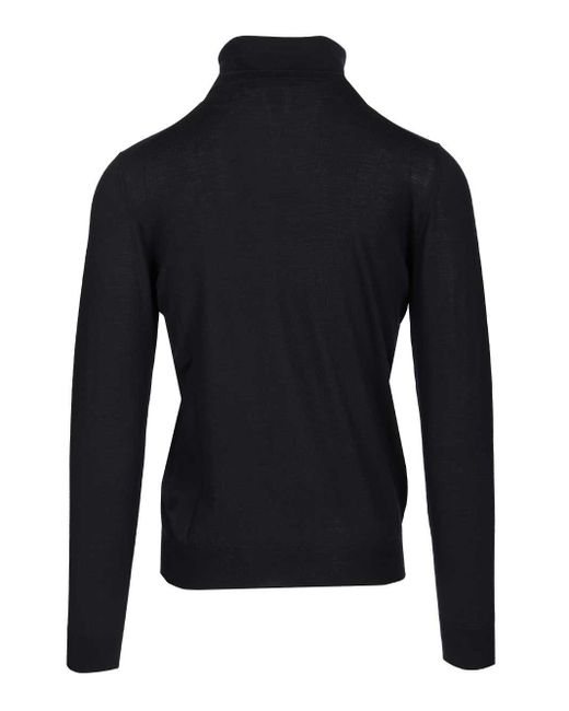Mauro Ottaviani Black Wool Turtleneck Knitwear Blue for men