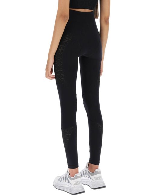 Versace Black Sports Leggings With Lettering
