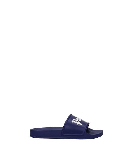 Palm Angels Blue Slippers And Clogs Rubber White for men
