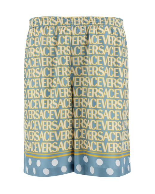 Shorts in seta Allover di Versace in Multicolor da Uomo