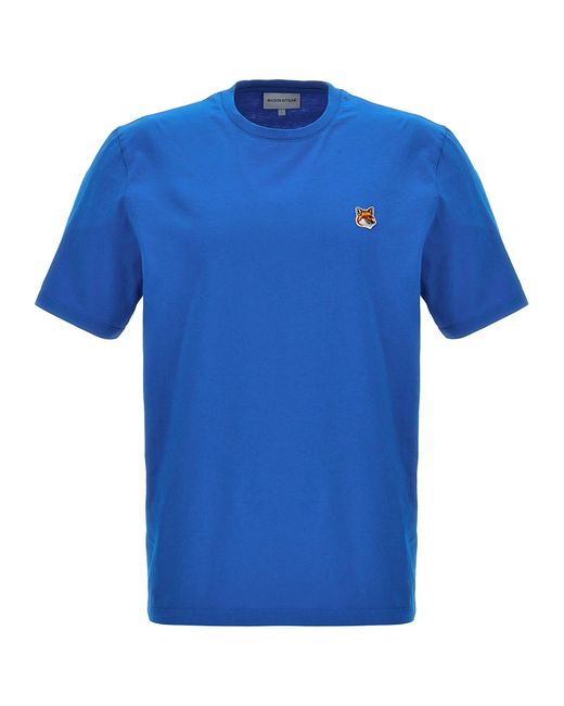 Fox Head T Shirt Celeste di Maison Kitsuné in Blue da Uomo