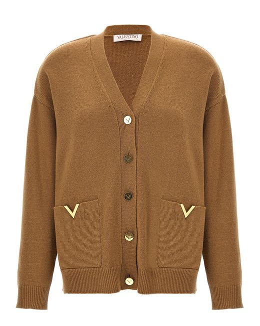 Valentino Garavani Brown Solid Sweater, Cardigans