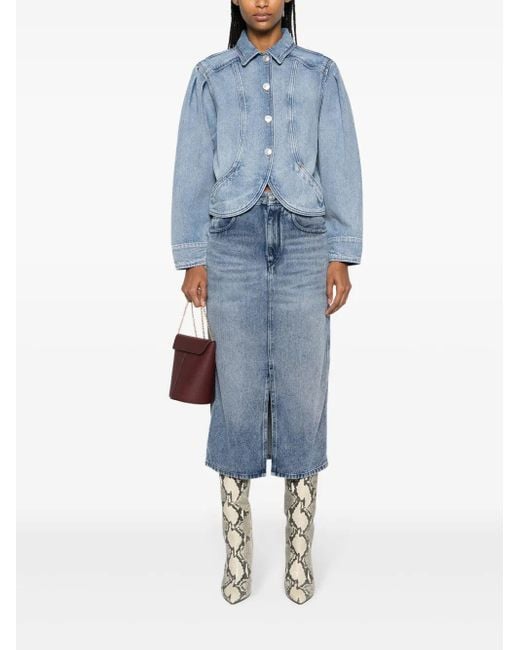 Isabel Marant Blue Tilauria Denim Skirt With Faded Effect