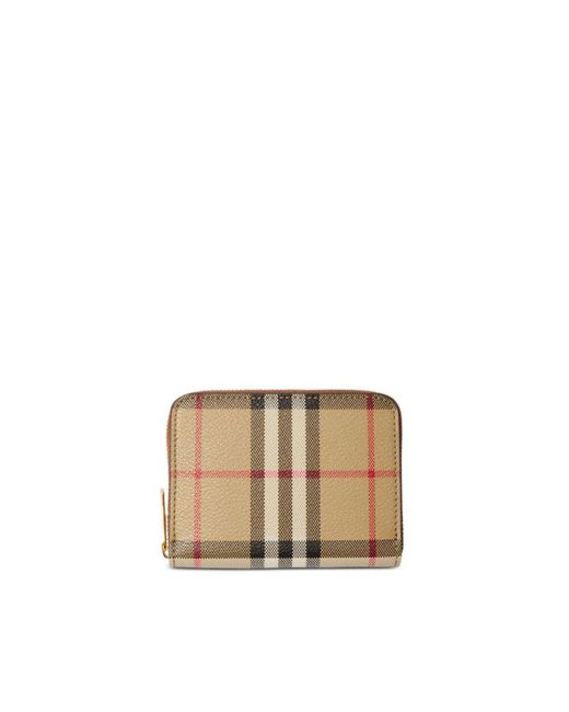 Portafoglio Vintage Check Piccolo di Burberry in Natural