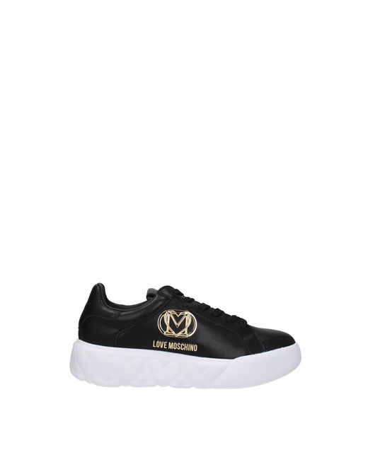 Love Moschino Sneakers Leather in Black | Lyst
