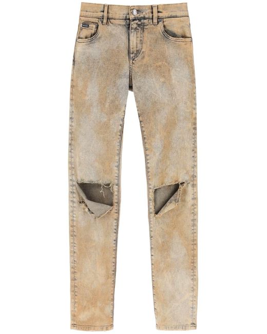 Dolce & Gabbana Natural Skinny Jeans In Overdyed Denim for men