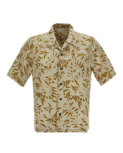 Saint Laurent Multicolor Palm Tree-print Camp-collar Shirt for men