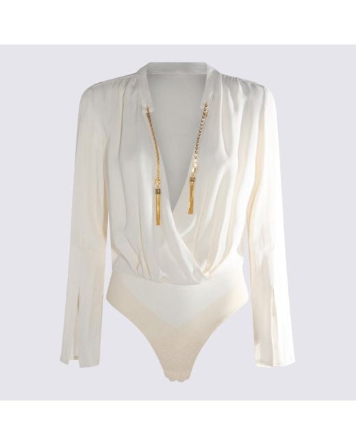 Elisabetta Franchi White Viscose Bodysuit