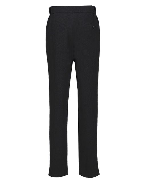 Giorgio Armani Black Stretch Wool Single Pleat Trousers for men
