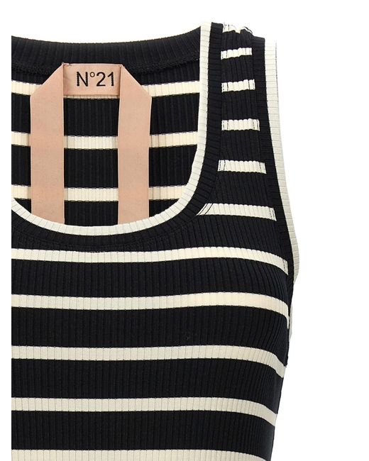 Striped Ribbed Top Top Bianco/Nero di N°21 in Black