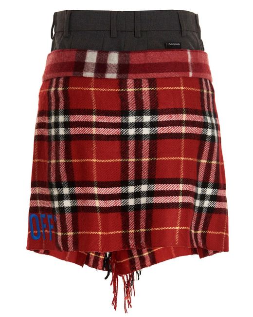 1/OFF Blue Check Scarf Reworked Skirts