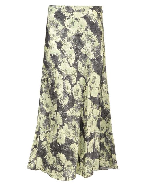 Tory Burch Green Satin Midi Skirt Skirts