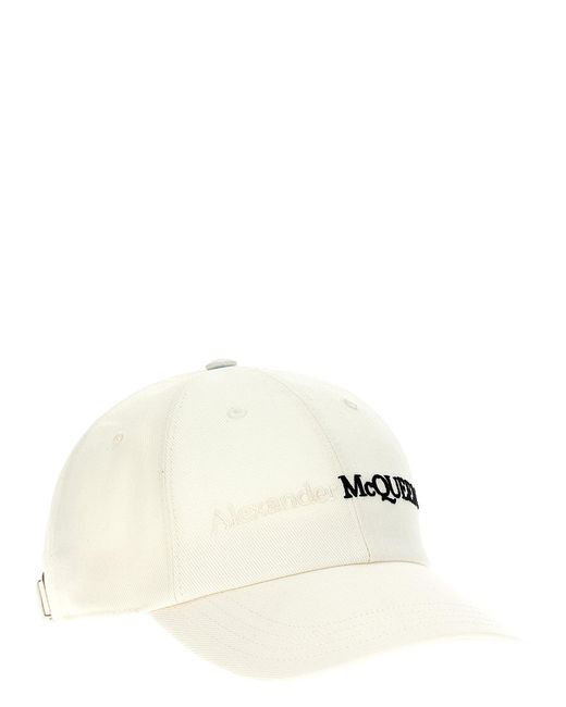 Logo Baseball Cap Cappelli Bianco/Nero-Uomo di Alexander McQueen in Natural da Uomo