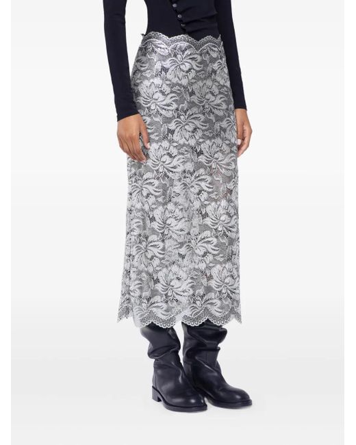 Gonna Midi A Fiori-Donna di Rabanne in Gray