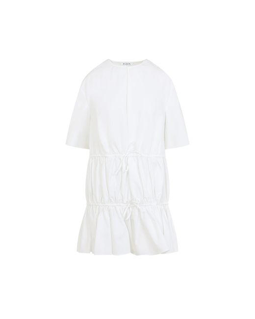 Cotton Ruffle Dress-Donna di Alaïa in White