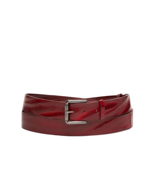 Max Mara Red Extra-Long Belt With Double Loop And Shaped Tip