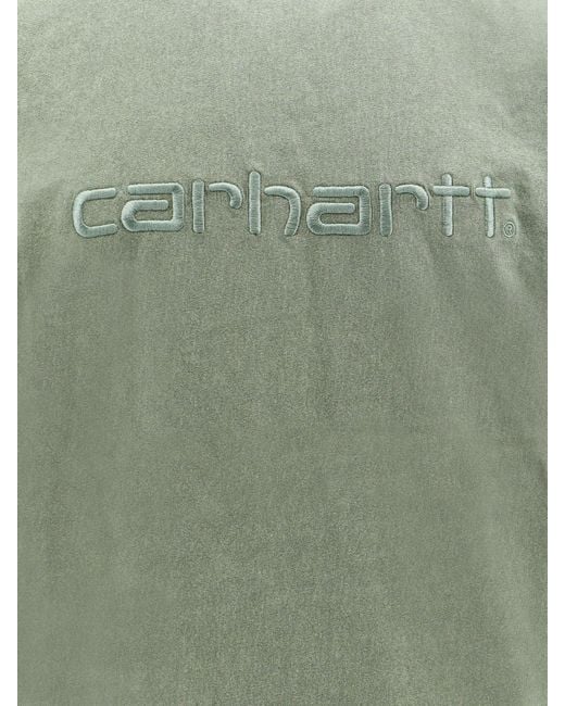 Carhartt Green Cotton T-Shirt With Washed Out Effect for men