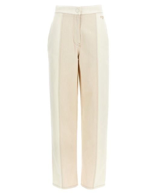 Fendi Two-Tone Denim Jeans in Natural | Lyst