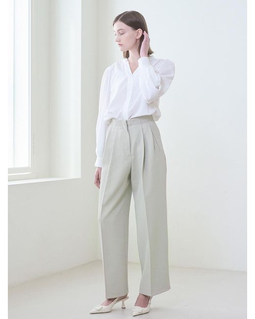 Nouve Two Tuck Wide Pants in White | Lyst