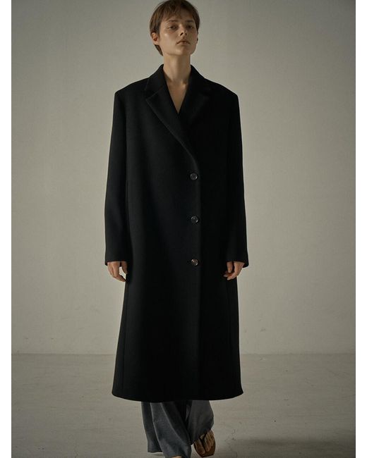 FACADE PATTERN Cashmere Minimal Coat in Black | Lyst