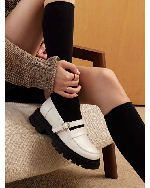 CESTI Square Mary Jane Platform Loafers in Black | Lyst